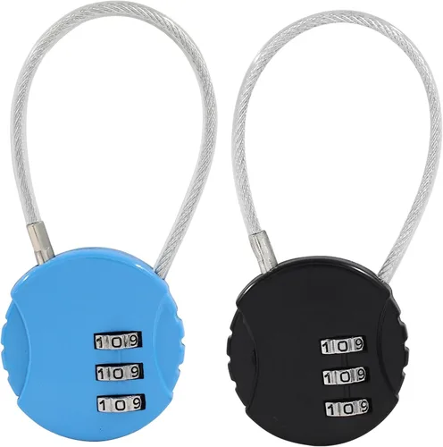 Vista 5 de Waziaqoc 2 cerraduras de cuerda de alambre, mini cerradura de combinación, candado de cuerda de alambre para equipaje, armario de gimnasio, joyero