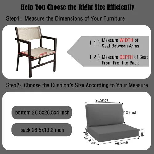 Vista 4 de idee-home Cojines impermeables para asiento de exteriores, para muebles de patio, cojines de repuesto para asiento profundo Hampton Bay