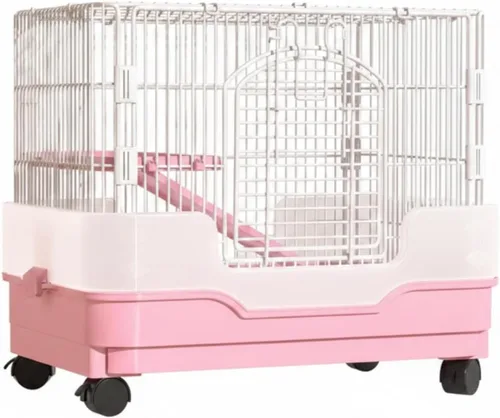 Vista 9 de Small Pet Enclosure Indoor Wire Pet Cage with Base Wipe-Clean, Blue, Double Layer