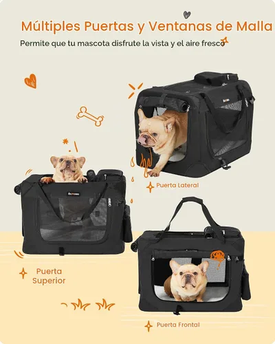 Vista 9 de Feandrea Collapsible Soft Dog Crate, Portable Travel Carrier, 24 Inches Negro