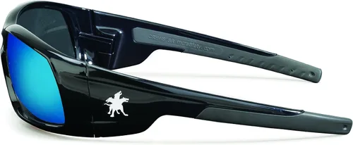 Vista 3 de MCR Lentes de seguridad de policarbonato, con apariencia temeraria, con doble lente, con marco pulido color negro, y lentes transparentes.
