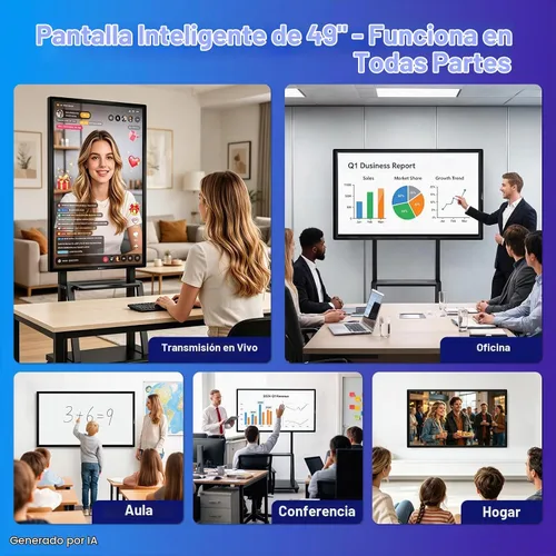 Vista 8 de 49" Smart Board 4K Android 12 8GB+64GB, para oficina y aula