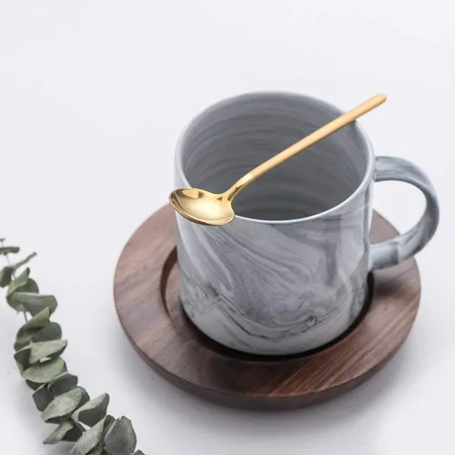 Vista 7 de SWEEJAR Juego de té de porcelana y cucharas de café expreso de acero inoxidable 18/10