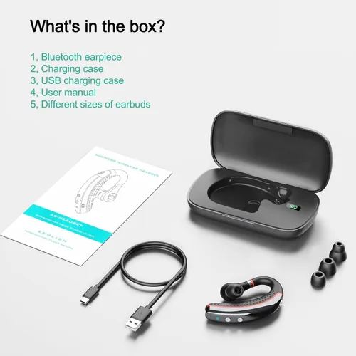 Vista 7 de Auriculares Bluetooth, auricular inalámbrico Bluetooth con funda de carga de 500 mAh para auriculares ultraligeros manos libres V5.3 con micrófono