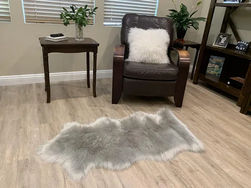 Vista 64 de LAMBZY Alfombra de pelo de oveja sintética, hipoalergénica, súper suave, sedosa para sala de estar, habitación de los niños, sofá