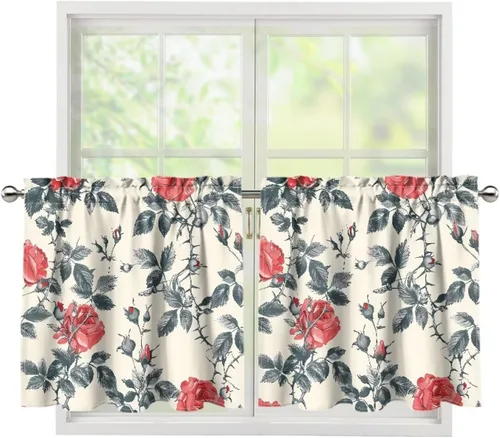 Vista 87 de God Bssing You Tier Curtains for July 4Th 2026 27.5x24 2 Panels Light Filtering Half Window Rod Pocket for Kitchen/Bathroom