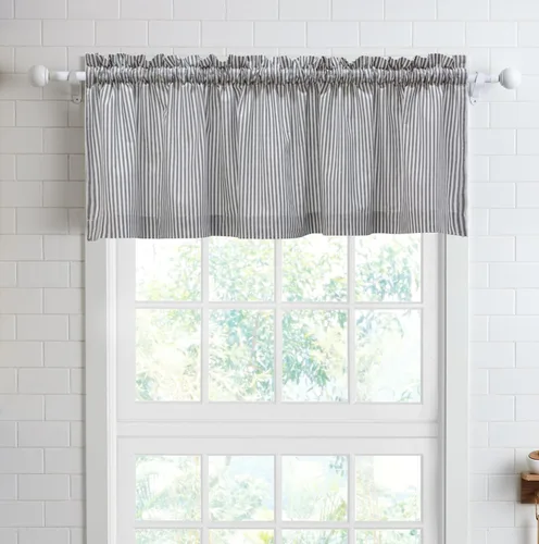 Vista 18 de Cortinas de nivel de algodón July Joy de 24 pulgadas de largo, cortinas de cocina de estilo rústico, bolsillo para barra para ventana pequeña