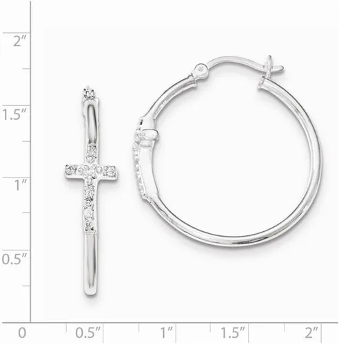 Vista 2 de Plata de ley pulido CZ Fancy Cruz Aro de 33mm de longitud