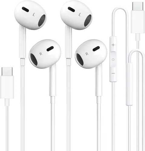 Vista 8 de Auriculares USB C con cable para iPhone 17/16, auriculares tipo C con micrófono y control remoto con cancelación de ruido para iPhone 16/15 Pro Max
