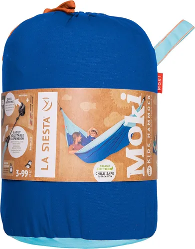 Vista 3 de LA SIESTA Hamaca Moki XXL para familia y niños, juego en interiores y exteriores, materiales fáciles de limpiar, algodón súper suave, a partir de 3