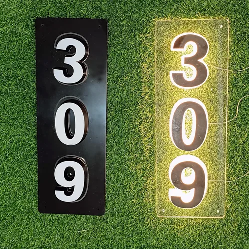 Vista 10 de Letrero de dirección iluminado con números de casa retroiluminados personalizados (4 ~ 5 números)