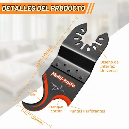 Vista 2 de AIFICUT 10 piezas de hoja de cuchillo de gancho para herramienta multifunción oscilante para tejas de alfombra, materiales blandos, accesorio