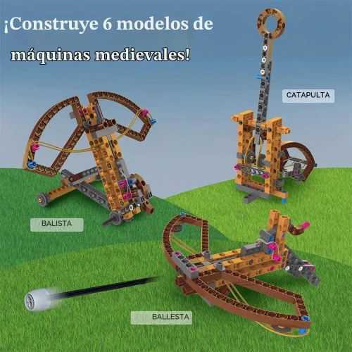 Vista 2 de Thames & Kosmos Catapult Engineering - Kit de fabricación STEM, construye 6 modelos de máquinas medievales únicas, explora la física mecánica