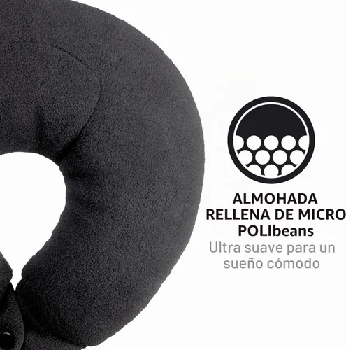 Vista 5 de Pijama clásico tipo puf, cómoda almohada de viaje rellena de micropolybeans Negro