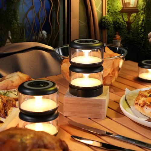 Vista 8 de oneleaf Luz de Ambiente Portátil LED Luz Nocturna, lámpara de vela, tres luces con base de carga, interruptor táctil recargable sin cable para baño