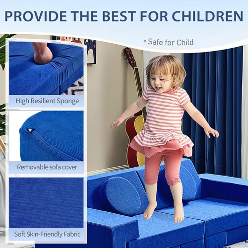 Vista 5 de Karl home Sofá para Niños de 14 Piezas, Sofá de Juego Modular para Niños, Sofá de Espuma Multifuncional para Niños Pequeños, Escalada y Relajación