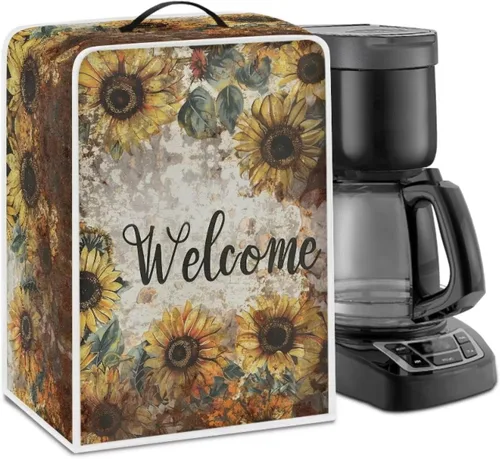 Vista 12 de Mumeson Funda para cafetera de girasol, extra grande, ligera, con asa, cubierta para máquina de café, tostadora, cubierta a prueba de polvo