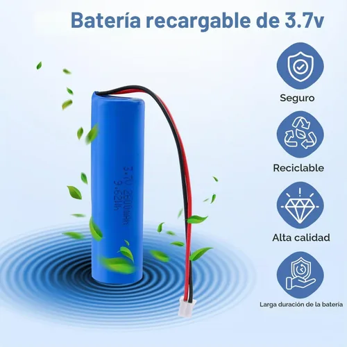 Vista 3 de Batería recargable de iones de litio de 3.7 V 2600 mAh, conector PH2.0 de 2 pines, batería de repuesto para electrónica de bricolaje, juguetes