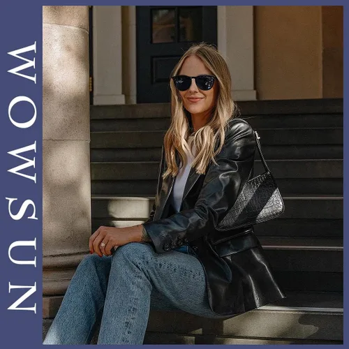 Vista 2 de WOWSUN Lentes de sol retro para mujer, lentes clásicos redondos de moda 2024
