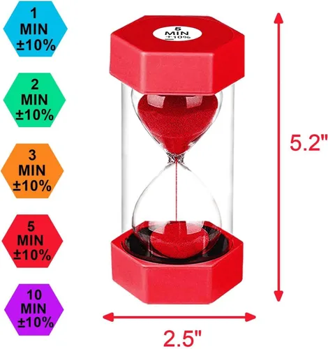 Vista 7 de SuLiao Temporizadores de arena 1m/2m/3m/5m/10 minutos, temporizador de arena de reloj de arena de plástico para niños, reloj de arena grande