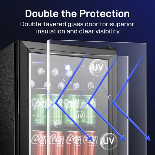 Vista 4 de Anypro Refrigerador y enfriador de bebidas de 2.6 pies cúbicos, refrigerador con puerta de vidrio templado, refrigerador para 126 latas de vino