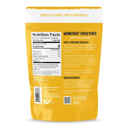 Vista 2 de Edulcorante Lakanto Golden de Fruta del Monje con Alulosa, Sustituto de Azúcar de Caña Cruda, Extracto de Fruta del Monje, Reemplazo de Azúcar Cruda