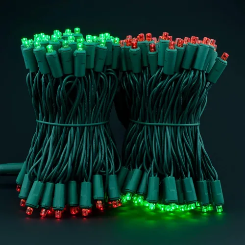 Vista 5 de YULETIME 200 luces LED de Navidad de gran angular rojo y verde, cable verde de 66 pies, certificado UL, juego de luces navideñas de 0.197 in