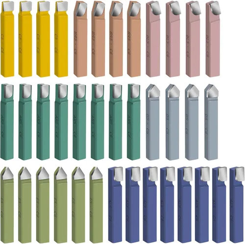Vista 10 de 10 piezas de herramientas cortadoras de torno de metal de 1/4 de pulgada con punta de carburo, juego de corte de bits C6, para torneado de torno