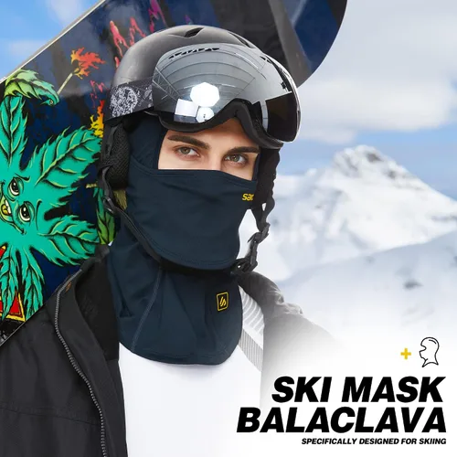 Vista 7 de Pasamontañas a prueba de viento, máscara de esquí para clima frío, para mantener el calor, para invierno, motociclismo, pesca en hielo, hombres