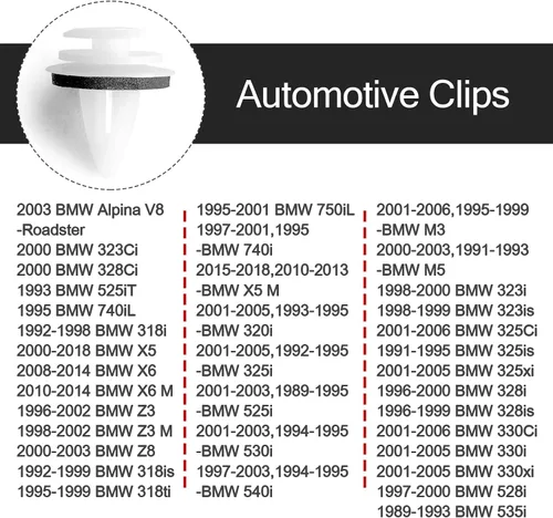 Vista 5 de 20 piezas de clips de retención para panel de guarnición de puerta con anillo de sellado de reemplazo para BMW #51411973500 Serie 3, 5 y 7 E46 E36
