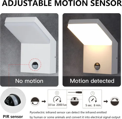 Vista 9 de Accesorios de luz al aire libre con sensor de movimiento, montaje en pared, aplique de pared exterior, luz de porche, luces de garaje, luces