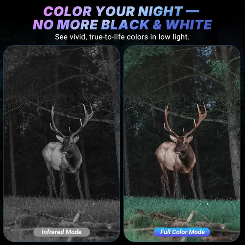 Vista 2 de WOSPORTS Gafas de visión nocturna 4K con foto de 48 MP, visión a todo color de 3280 pies, distancia IR de 1300 pies, pantalla HD de 3 pulgadas, zoom
