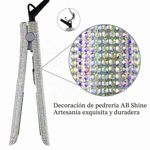 Vista 6 de DORISILK Plancha plana de titanio para cabello, plancha de pelo a alta temperatura de 480 °F, plancha aplanadora con diamantes de imitación Ab Shine