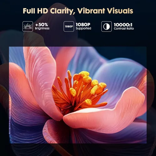 Vista 8 de WISHOLY Mini Proyector con Android 12 [Aplicación Integrada y Enfoque Eléctrico] Compatible con 1080P, Proyector de Películas Portátil con WiFi