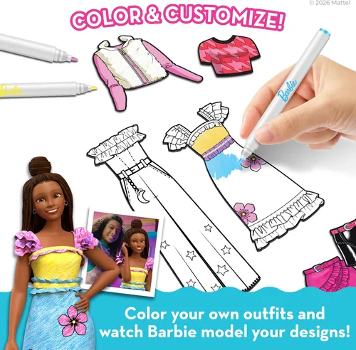 Vista 7 de Barbie Magic Style Studio- Kit de moda de muñecas de vestir magnéticas AR