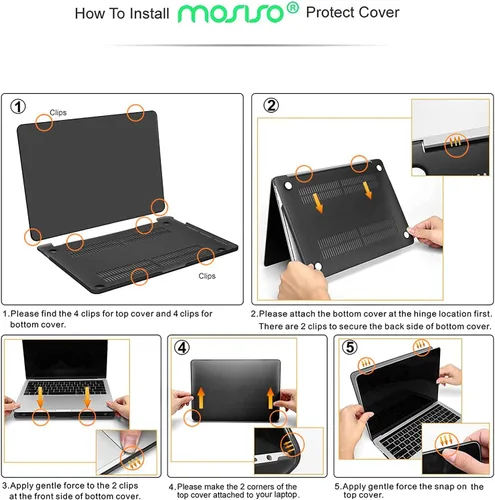 Vista 9 de MOSISO - Funda rígida de plástico para proteger la pantalla de MacBook Pro de 13 pulgadas, Negro