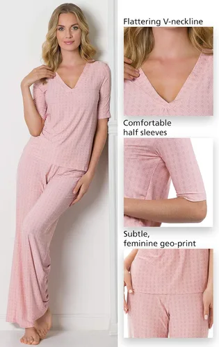 Vista 6 de PajamaGram Silky Bare Women's Sleepwear - Naturally Smooth Womens Pajamas Half Sleeve PJ Set