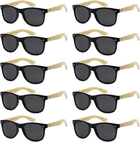 Vista 11 de Gafas de sol de bambú al por mayor 10 unidades para hombres y Tortuga Clásica Lente Marrón
