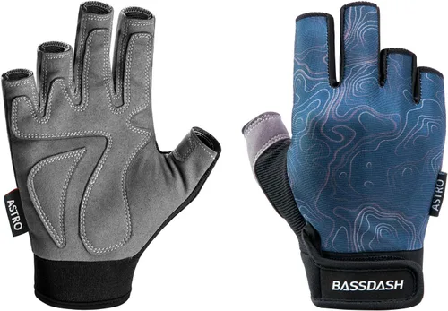 Vista 7 de BASSDASH Guantes de pesca Astro para hombres y mujeres, guantes sin dedos para pesca deportiva, kayak, remo, vela, MTB