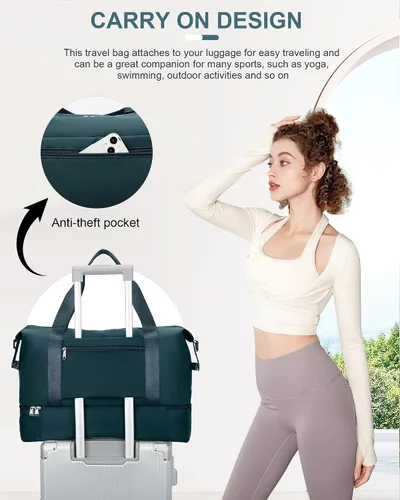 Vista 5 de Bolsa de viaje para mujer, bolsa deportiva para gimnasio, E3-Azul oscuro
