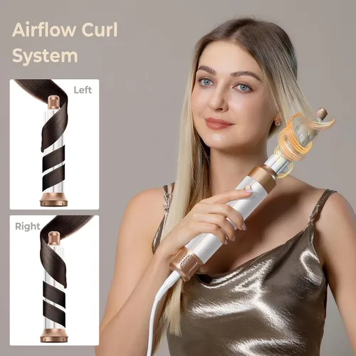 Vista 3 de Cepillo Secador de Pelo 7 en UNO, Varita Rizadora Autowrap, Secador de Pelo Iónico Negativo de Alta Velocidad 110,000 RPM con Difusor Concentrador