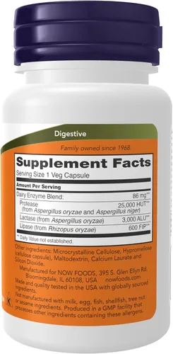 Vista 2 de NOW Suplementos, Digest Lácteos Completos, Digestos, Lactosa, Proteínas y Grasas Lácteas*, Enzimas de Tolerancia Láctea*, 90 Cápsulas Vegetales