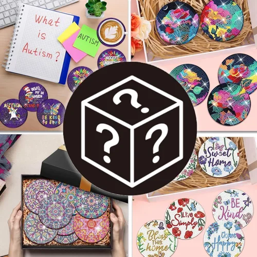 Vista 6 de 200 Estilos de Posavasos de Diamante Caja Sorpresa con Soporte DIY Arte de Diamante Posavasos Caja Sorpresa para Adultos Kits de Diamantes