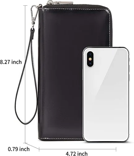 Vista 2 de BOSTANTEN - Carteras de cuero para mujer, bloqueo de identificación por radio frecuencia (RFID), cierre de cremallera alrededor, tarjetero, cartera