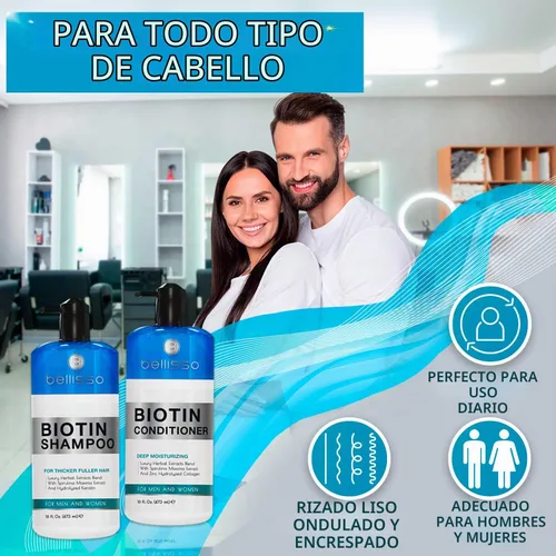 Vista 8 de BELLISSO Set de champú y acondicionador de biotina y acondicionador de biotina