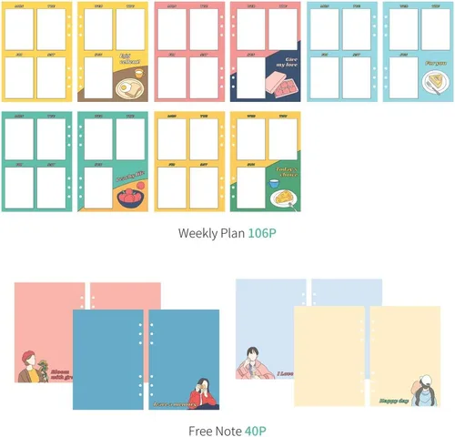 Vista 4 de Monolike A5 FALL IN NEWTRO Ver.2 Diary Set, Be full of happiness - Academic Planner Weekly & Monthly Planner with PVC Cover, Zipper bag, Sticker