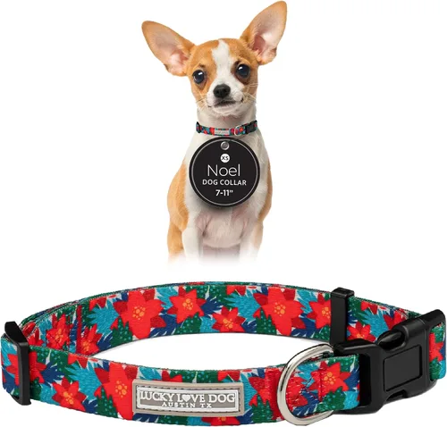 Vista 19 de Lucky Love Dog - Collar de perro ajustable con hebilla de fácil clic para los pequeños, duradero y cómodo para perros machos y hembras, collar