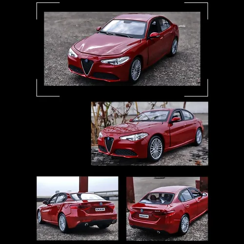 Vista 8 de HTLNUZD Bburago - Coche de carreras de aleación 1/24 para Alfa Romeo Giulia, coche deportivo estático, exhibición de vehículos de fundición a