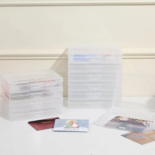 Vista 3 de novelinks Cajas transparentes de almacenamiento de fotos de 4 x 6 pulgadas – Cajas organizadoras de fotos – Caja de almacenamiento de fotos