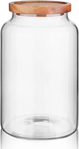 Vista 18 de Labina Recipiente de Almacenamiento de Vidrio Hermético Frascos de Alimentos Recipiente de Cocina con Tapas de Madera, 20 Oz Boca Ancha Organización